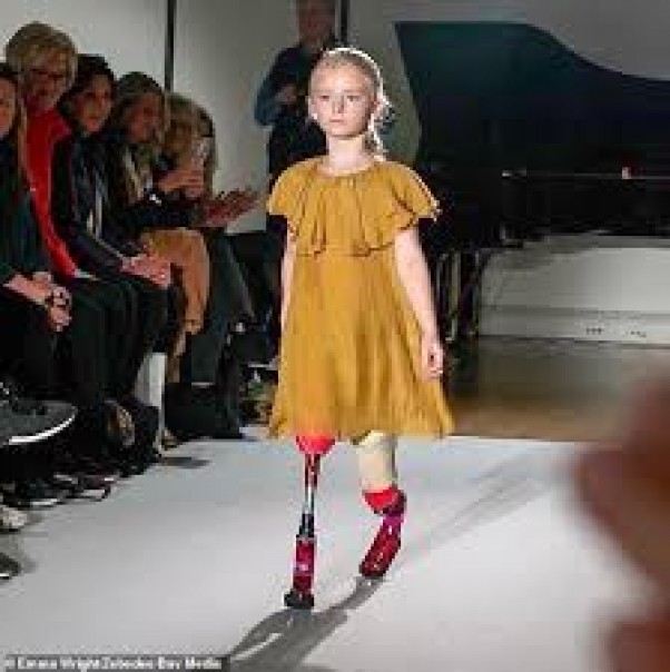 For first time, nine-year-old amputee became model at Paris Fashion Week