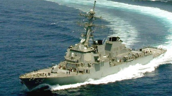 The Arleigh Burke-class destroyer USS Russell sailed through the Taiwan Strait 