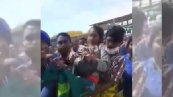 A video of a woman that is taken away from her house by a group of men went viral in Indonesia 