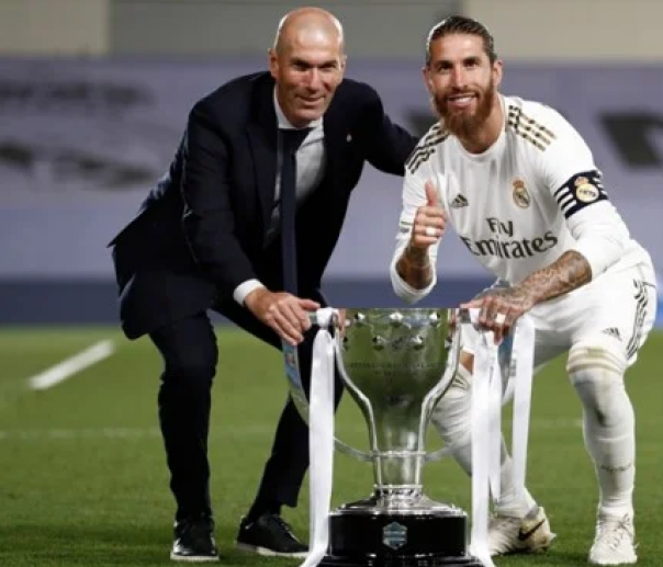 Real Madrid captain Sergio Ramos with Zinedine Zidane