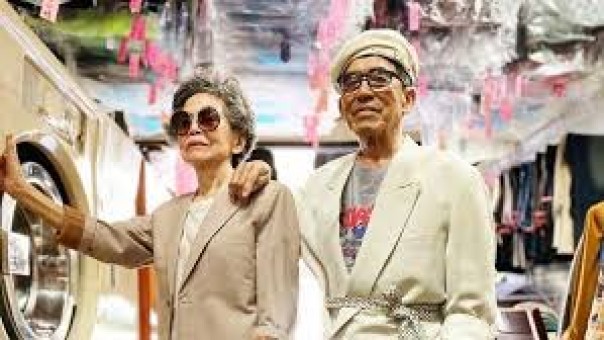 Grandfather and Grandma in a fashionable fashion style