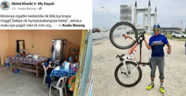 Due to fatigue, this cyclist ate in the kitchen of the person he thought was a restaurant